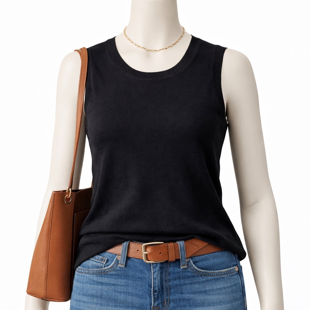 LOFT Black Sleeveless Sweater Vest Women’s Medium Classic Layering Top